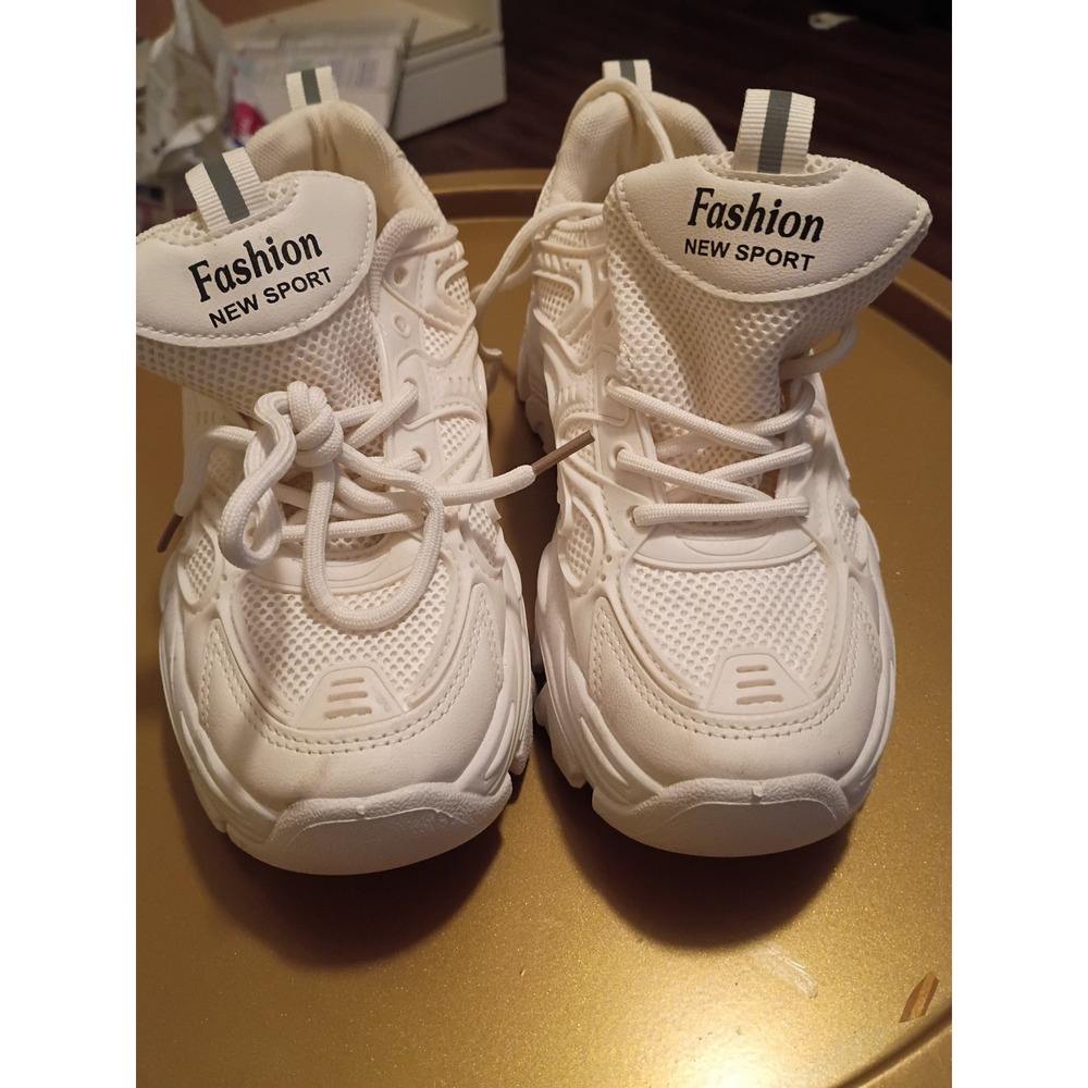 Fashion New Sport Women White Chunky Platform Sneakers Mesh Athletic Shoes 38
